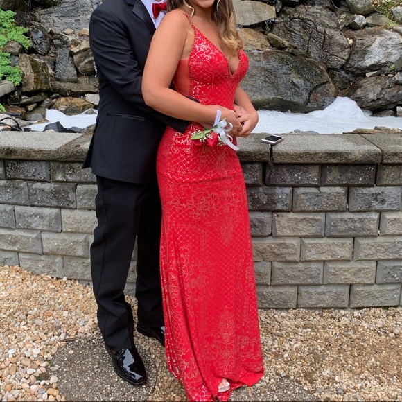 jovani red sparkly dress